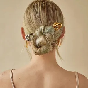Knot Design Hair Stick Stainless Steel 18K Gold Plated Minimalist U Shaped Hair Fork Waterproof Jewelry For Women