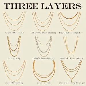 Multilayer Stackable Necklace Stainless Steel Waterproof Hypoallergenic Fashion Jewelry Geometric Chain For Women