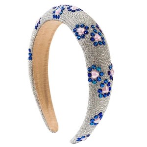 Padded Headband Full Rhinestone Sparkling Heart Star Pattern Wide Sponge Hair Hoop For Women Handmade Accessories