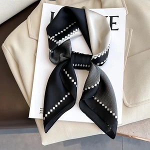 Elegante Sciarpa Quadrata Raso Sintetica Motivo Geometrico Finitura Satinata Cravatta Fascia Capelli Per Donne Accessori Moda