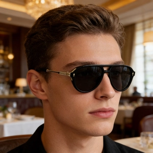 Vintage Aviator Sunglasses For Men UV400 Protection PC Frame Metal Temples Retro Fashion Double Bridge Pilot Eyewear