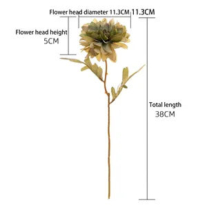 Retro Morandi dahlia silk flower 38cm stem with 11.3cm bloom for home wedding decor