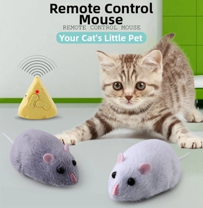 Dettaglio di topi giocattolo in peluche telecomandati con controller wireless a forma di formaggio