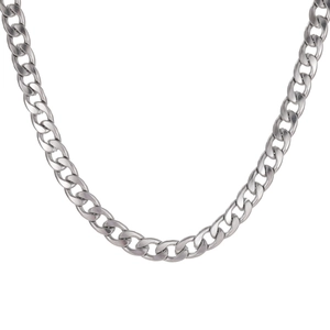 Polished silver stainless steel Cuban link curb chain necklace for men fashion