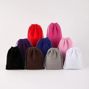 Multi-color velvet drawstring pouches for jewelry storage and gift packaging variety set