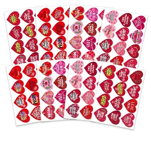192 Pcs Heart Shaped Stickers for Mother's Day Decoration with Floral and Gratitude Patterns