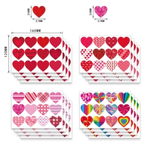 Luminous heart stickers set in red and pink for Valentine gift envelope decoration