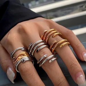 Minimalist Spiral Multilayer Ring For Women Stainless Steel Waterproof Hypoallergenic Stackable Trendy Fashion Jewelry