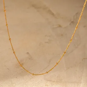 Collier Chaîne Satellite Minimaliste Étanche Plaqué Or Acier Inoxydable Bijoux Pour Femmes