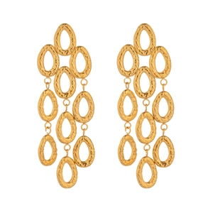 Orecchini a goccia in acciaio inossidabile placcato oro 18K con texture martellata