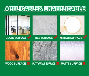 Surface guide showing compatible glass and tile versus incompatible matte or wood walls