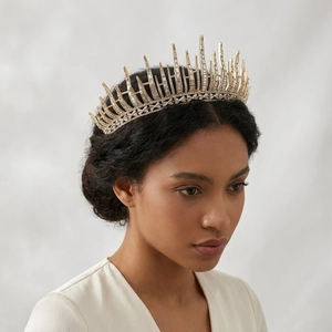 Luxury Sunburst Crown Tiara Alloy Rhinestone For Wedding Bridal Pageant Vintage Royal Style Headpiece For Women