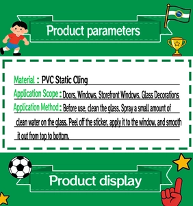 Detail showing PVC static cling football wall decal application steps and window use