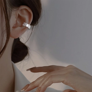 Baguette Cut Zircon Ear Cuff No Piercing Rectangular Stone Copper Clip On Earrings Trendy Jewelry For Women
