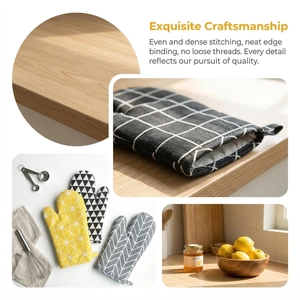 Nordic heat-resistant oven mitts set with diverse patterns and hanging loops