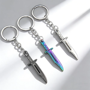 Mini Tactical Knife Model Keychain Zinc Alloy Electroplated Cool Sword Shape Bag Pendant Decoration Accessory
