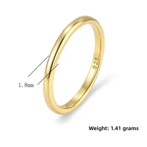 Detail of 1.8mm gold-plated 925 silver ring band showing weight and 925 hallmark