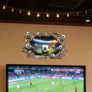 3D soccer stadium wall sticker with dynamic motion effect for 2026 World Cup room decor