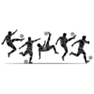 Black vinyl wall stickers featuring five dynamic soccer player silhouettes for room decor