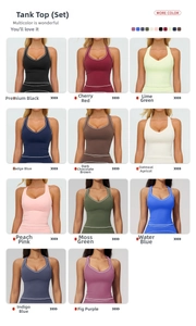 Détail de 11 couleurs d'un ensemble de yoga avec bordure contrastée et tissu brossé