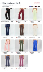 Vue détaillée de pantalons de yoga taille haute à rayures latérales en 11 coloris
