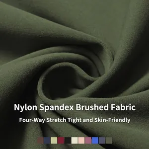 Ensemble de yoga contrasté vert olive foncé en tissu brossé extensible 4 sens