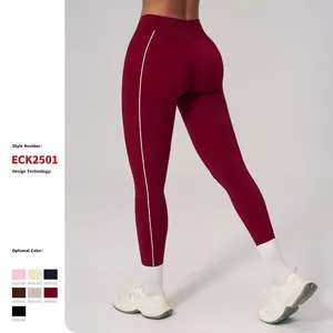 Pantaloni da Yoga a Vita Alta da Donna Leggings Cuciti a Strisce a Contrasto Controllo Pancia Butt Lift Sportivi Palestra Corsa