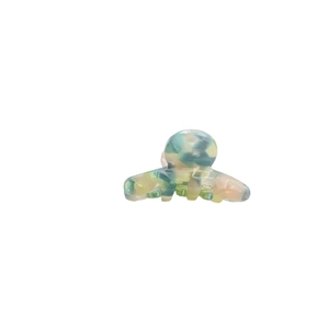 Minimalist marble pattern acetate hair claw clip with colorful blue and yellow swirls