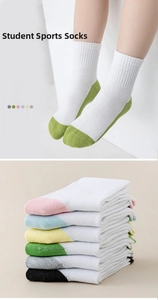 Close-up of breathable mesh cotton socks with colorful toe and heel contrast design