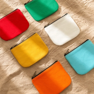Canvas Coin Purse Minimalist Zipper Small Storage Pouch Key Earphone Bag Solid Color Portable Travel Organizer Accessory