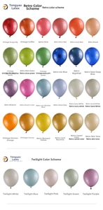 Detailed grid view of assorted vintage and twilight matte latex party balloons