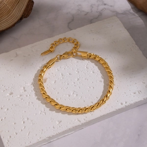 Bracciale a catena a corda in acciaio inossidabile dorato con chiusura a moschettone