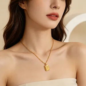 Bible Book Pendant Necklace 304 Stainless Steel PVD Gold Plated Religious Cross Engraved Minimalist Jewelry For Women