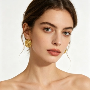 Chic 18k gold plated stainless steel chunky hoop earrings with spiral texture for women