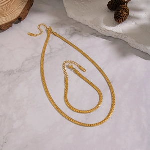 Stainless Steel Snake Bone Chain Necklace And Bracelet Fashion Minimalist Waterproof Hypoallergenic Jewelry For Women