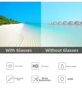 Detailed view of HD UV400 lenses with anti-glare effect and true color enhancement