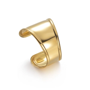 Minimalist wide open 18K gold-plated stainless steel bracelet with mirror polished finish