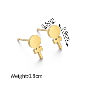 Golden stainless steel lollipop Venus stud earrings for women with polished finish