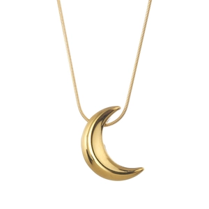 Minimalist 18K gold moon pendant necklace with sleek snake chain for women