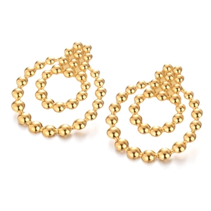Boucles d'oreilles géométriques double cercle en acier inoxydable plaqué or 14k