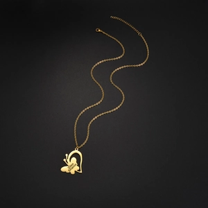 Collier papillon personnalisé en acier inoxydable avec gravure du nom Glen Sharon