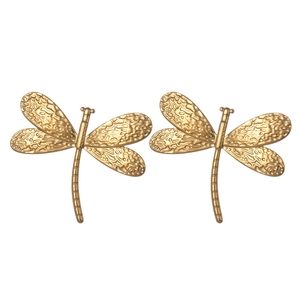French vintage dragonfly earrings in textured 18K gold plated titanium steel for women