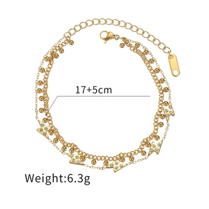 Bracciale a strati con saetta diamantata oro, estensione 17+5cm e placcatura 18K