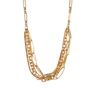 Multi-layer gold stainless steel necklace set featuring paperclip and cuban chain links
