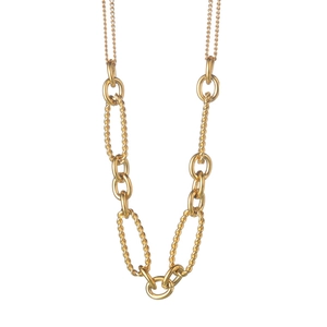Collier à grosse chaîne dorée avec maillons ovales lisses et torsadés alternés