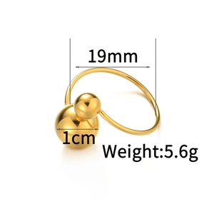 Detailed view of gold hoop earrings showing 19mm diameter and 1cm bead measurements
