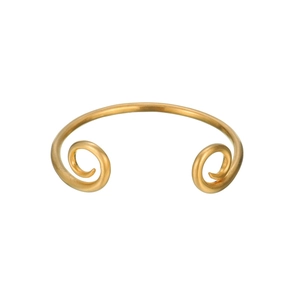 Bracelet jonc ouvert en acier inoxydable doré mat avec motif unique de spirale évidée