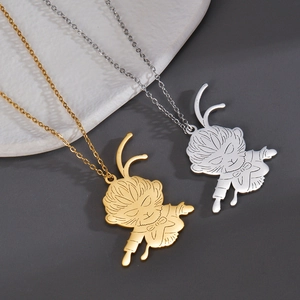 Collier Pendentif Roi Singe Dessin Animé Acier Inoxydable Creux Héros Mythique Bijoux Pour Hommes Femmes
