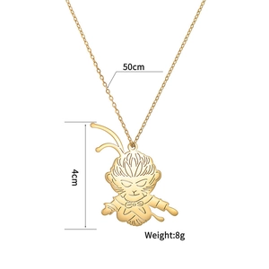 Collier avec pendentif Sun Wukong doré en acier inoxydable, chaîne 50cm et pendentif 4cm