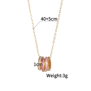 Three-tone stainless steel triple ring pendant necklace with a delicate 40+5cm gold chain